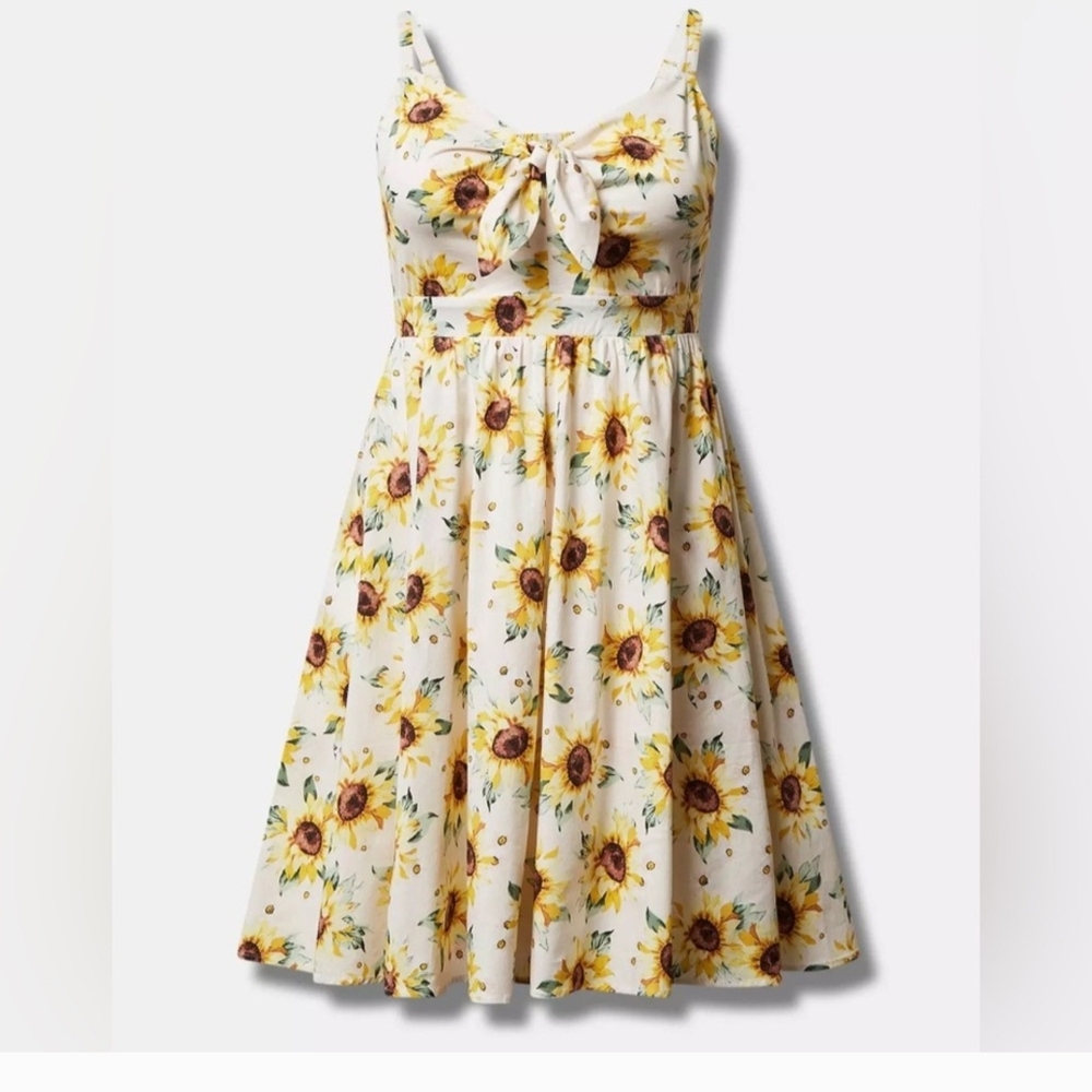 Torrid Sunflower Print Dress with Bow